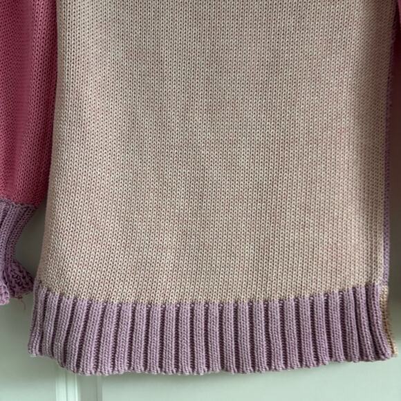 LoveShackFancy Girl’s Colorblock Knit Sweater Star Pink Sz 8-9Y Pastel Purple - Picture 8 of 15